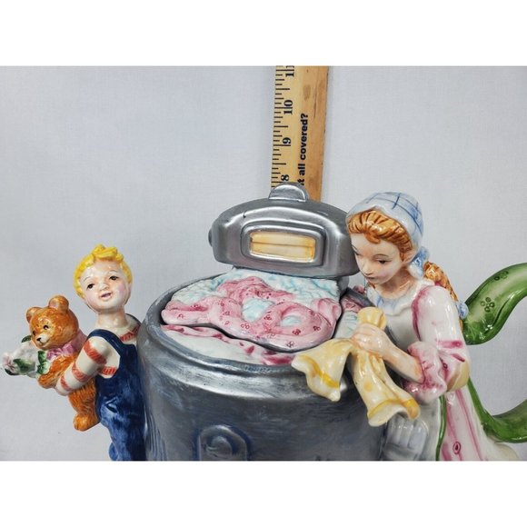 Vintage Collections Etc 8" Handmade Ceramic Teapot Old Ringer Washer - Picture 9 of 11